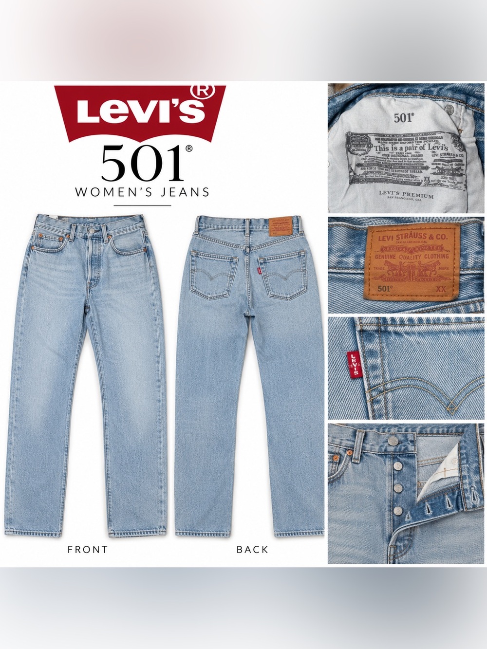 Levi’s 501 Women’s Light Wash Straight Leg Jeans W26 L30